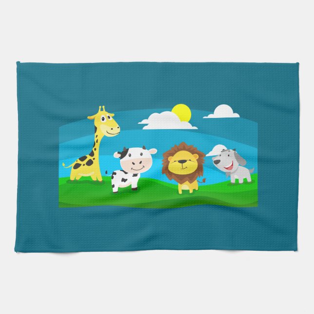 Paño De Cocina Animales de dibujos animados           (Horizontal)