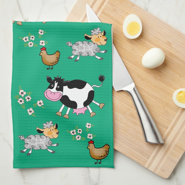 Paño De Cocina animales de granja (Doblado Cuarto)