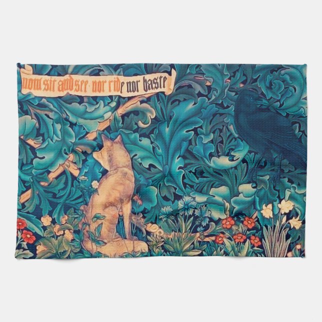 Paño De Cocina Animales en el bosque, William Morris Kitchen Towe (Horizontal)
