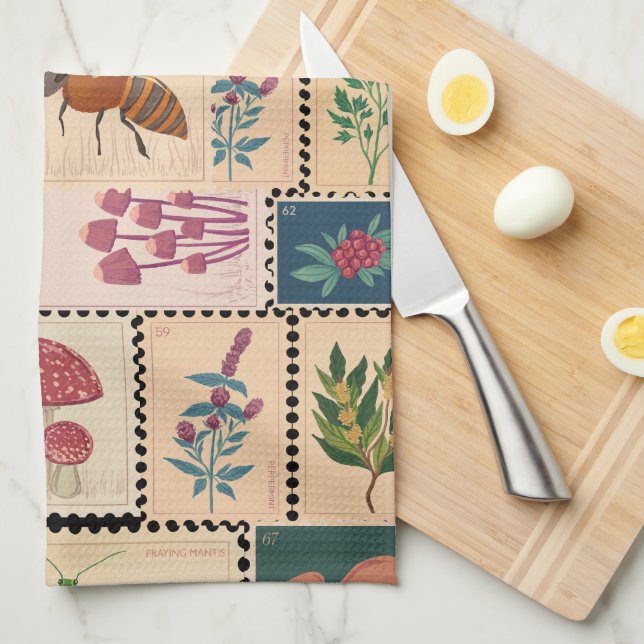 Paño De Cocina Animales modernos de estampillas de mediados de si (Doblado Cuarto)