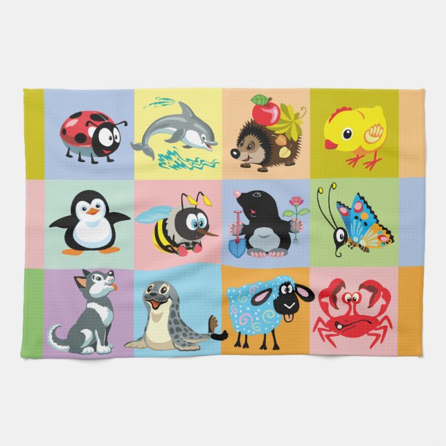 Paño De Cocina Animales personalizados para niños (Horizontal)