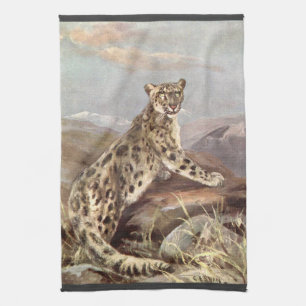 Paño De Cocina Animales Salvajes Antiguos, Leopardo de las Nieves