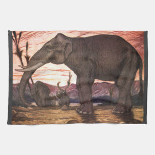 Paño De Cocina Animales Salvajes Vintage, Elefante por Louis Sarg