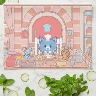 Paño De Cocina Anime Tom, Jerry y Tuffy Bakery