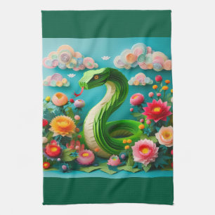 Paño De Cocina Año Nuevo Chino serpiente verde 2025 KT3