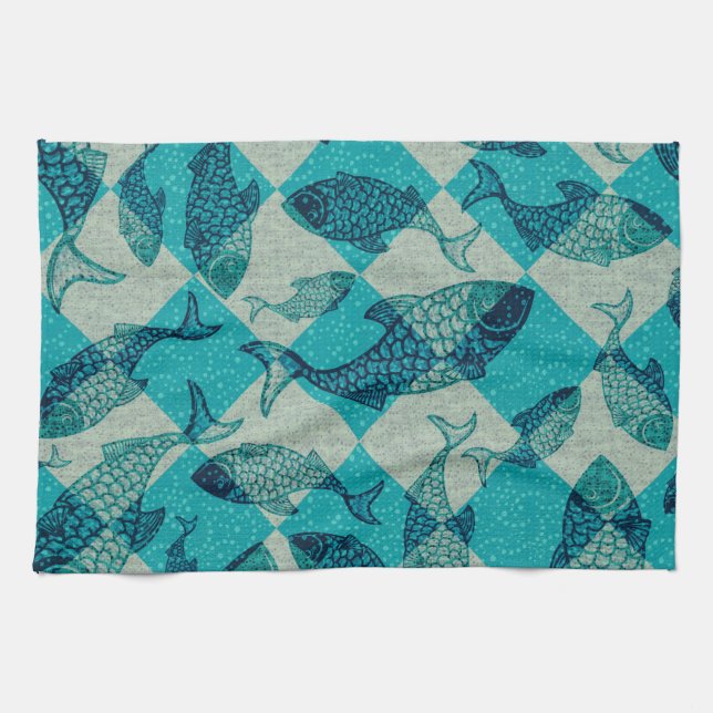 Paño De Cocina Antecedentes de Grunge de Harlequin Fish | (Horizontal)