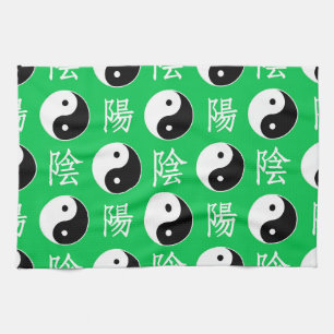 Paño De Cocina Antecedentes verdes Patrón chino de Yinyang