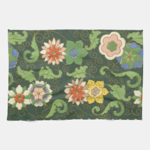 Paño De Cocina Antiguo patrón chino de cloisonné: jade verde