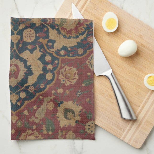 Paño De Cocina Antiguo patrón rojo persa (Doblado Cuarto)