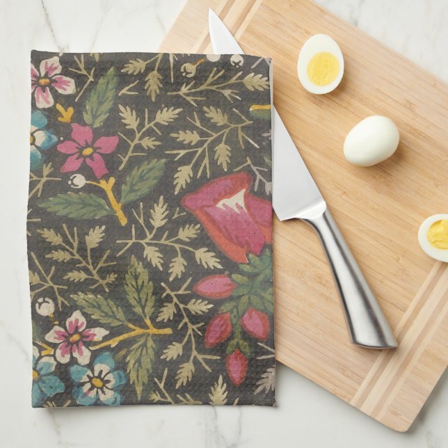 Paño De Cocina Antiguo toile francés de Jouy ramas florales de lo (Doblado Cuarto)