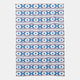 Paño De Cocina Antiguos signos letones azul, rojo, blanco