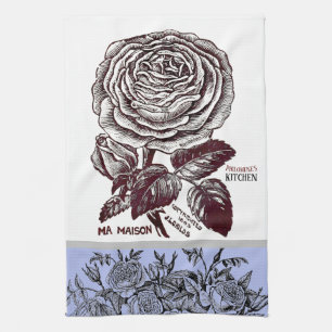 Paño De Cocina Antique Rose - Your Choice of Text Periwinkle