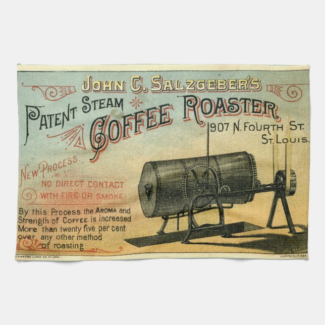 Paño De Cocina Anuncio de la época victoriana del café con una mo (Horizontal)