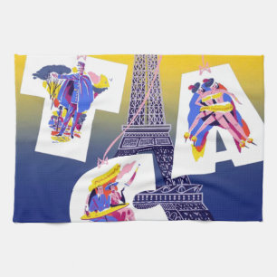 Paño De Cocina Anuncio de Viajes Aéreos de la Torre Eiffel de Par