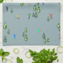 Paño De Cocina Apertura de esquí Navidades Esquiadores de vacacio