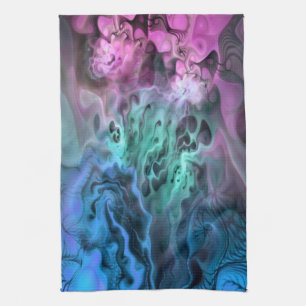Paño De Cocina Apofisis Arte Fractal II - azul rosa verde