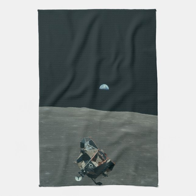Paño De Cocina Apollo Lunar Lander y Earrise Over Moon (Vertical)