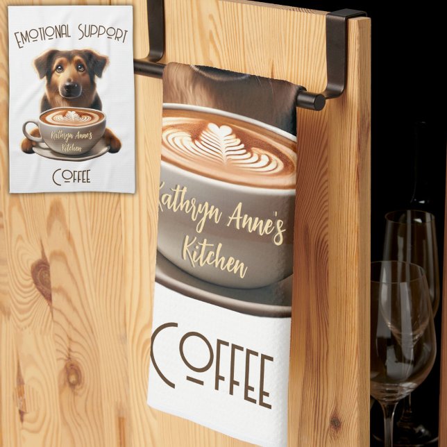 Paño De Cocina Apoyo emocional Café Curte Salud Mental (Add a dose of caffeine-powered cheer to your kitchen with this Emotional Support Coffee towel Dog)