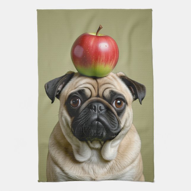 Paño De Cocina Apple Pug (Vertical)
