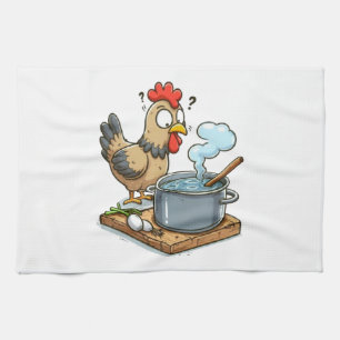 Paño De Cocina Apron de pollo de cocina divertida - Hen haciendo