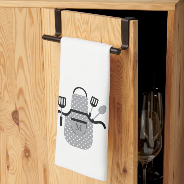 Paño De Cocina Apron gris retro (Pliegue de tercios)