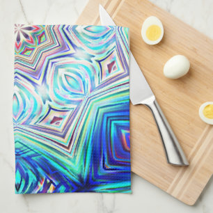 Paño De Cocina Aqua al caleidoscopio azul real de ocho puntos est