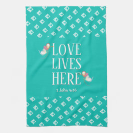 Paño De Cocina Aqua | EL AMOR VIVE AQUÍ | Personalizable con esti