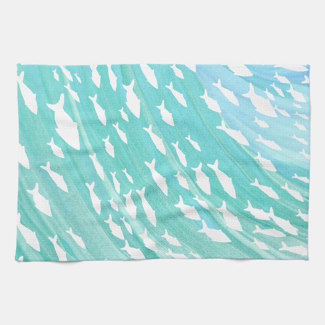 Paño De Cocina Aqua Ocean Fish Nautical (Horizontal)