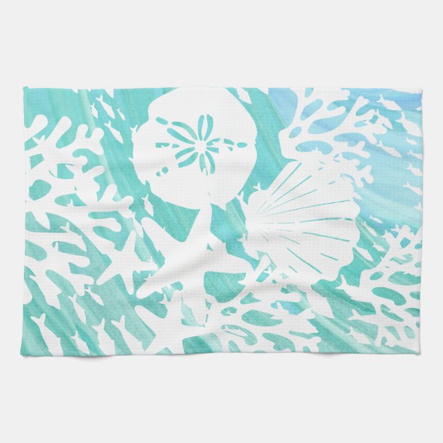 Paño De Cocina Aqua Ocean Seasheles Fish Coral (Horizontal)