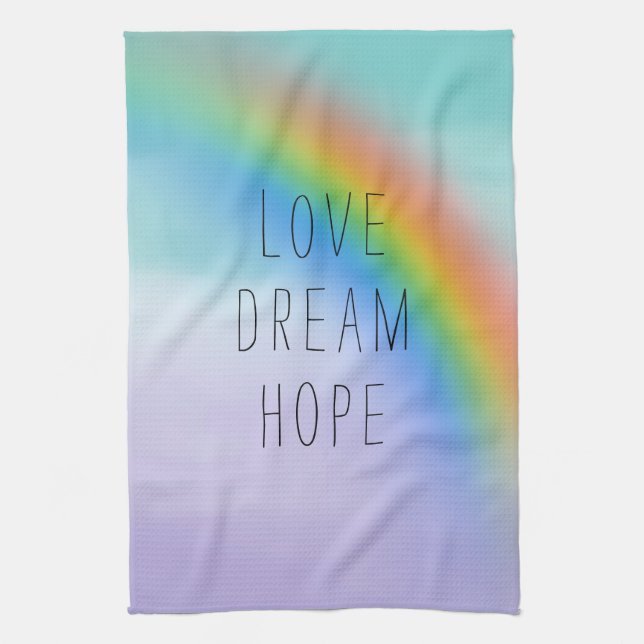 Paño De Cocina Aqua Purple Rainbow Inspirador Love Dream Hope (Vertical)