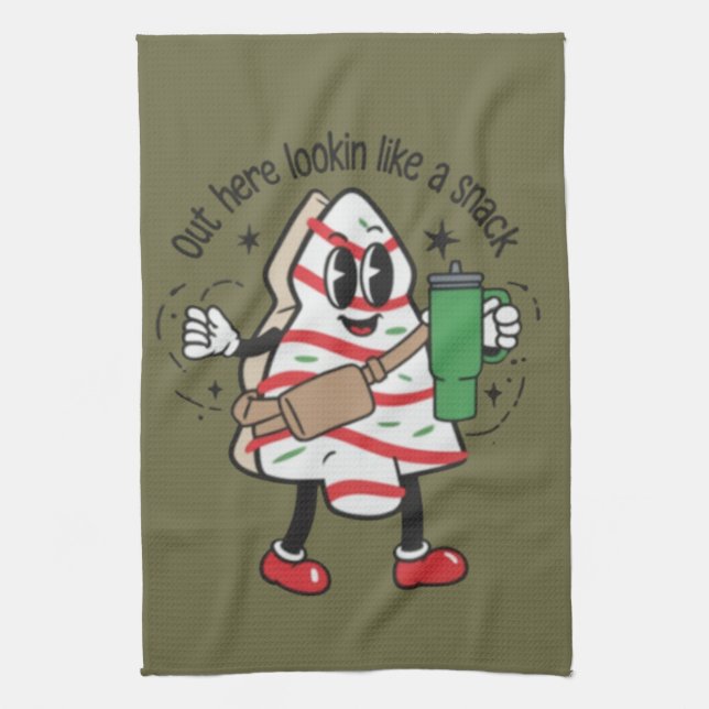 Paño De Cocina Aquí Fuera Parece Un Pastel De Árbol De Navidad. (Vertical)