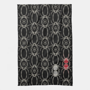 Paño De Cocina Arañas - Blanco negro y blanco óseo