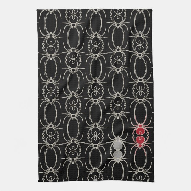 Paño De Cocina Arañas - Blanco negro y blanco óseo (Vertical)