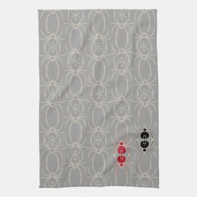 Paño De Cocina Arañas - Gris fantasma y blanco óseo (Vertical)