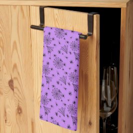 Paño De Cocina Arañas y páginas web de Halloween sobre el morado