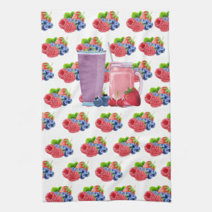 Paño De Cocina Arándano y fresa Smoothie