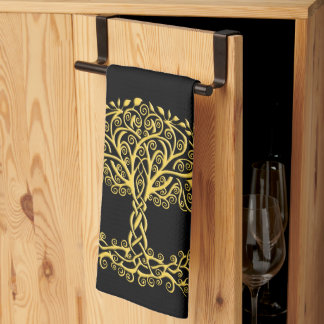 Paño De Cocina Árbol Celta Amarillo De La Vida