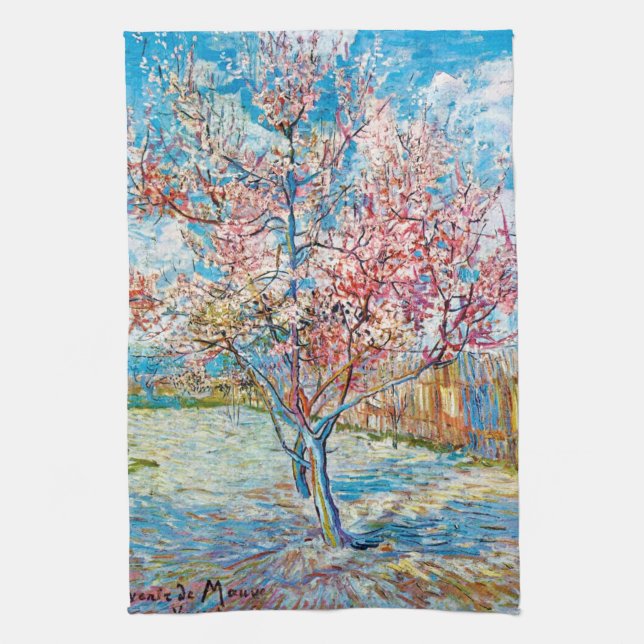 Paño De Cocina Árbol de arvejas floridas, Van Gogh (Vertical)