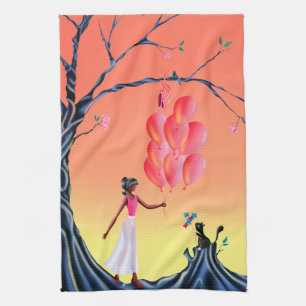 Paño De Cocina Árbol de atardecer de Ballerina y Gato
