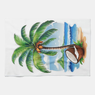 Paño De Cocina Árbol de coco isla tropical