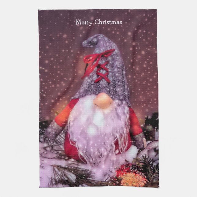 Paño De Cocina Árbol de feriado de Gnome lindo Feliz Navidad (Vertical)