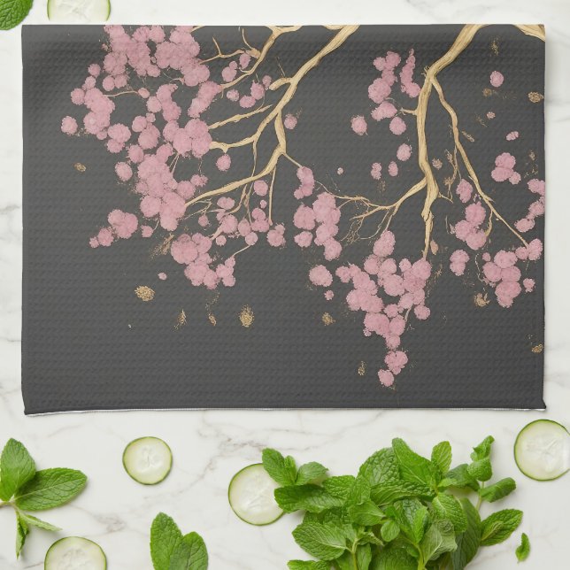 Paño De Cocina Árbol de flores de cerezo (Doblado)