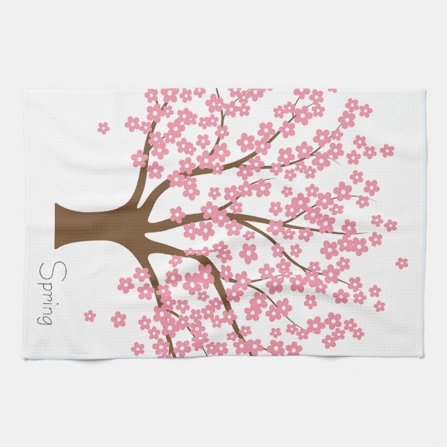 Paño De Cocina Árbol de flores de primavera (Horizontal)