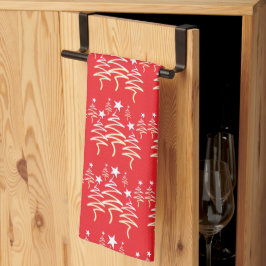 Paño De Cocina Árbol de garabatos festivos + Estrella repetida ro