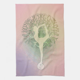 Paño De Cocina Árbol de la yoga del rosa en colores pastel