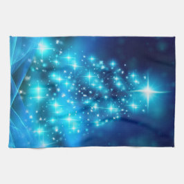 Paño De Cocina Árbol de Navidad azul Guay con luces resplandecien