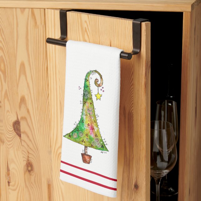 Paño De Cocina Árbol de Navidad caprichoso (Pliegue de tercios)