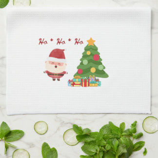 Paño De Cocina Árbol de Navidad con Santa en una