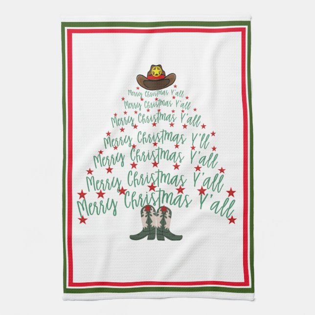 Paño De Cocina Árbol de Navidad de Cowboy 2024 (Vertical)