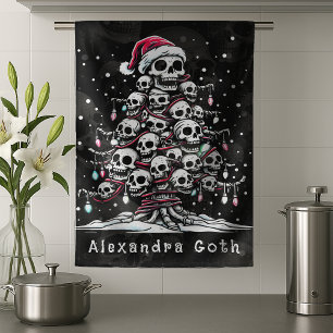 Paño De Cocina Árbol de Navidad de cráneo Pijama Esqueleto Sombre